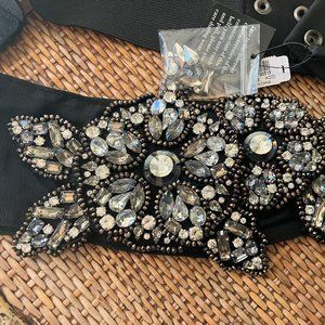 White House / Black Market:  NEW with tags, Black belt with jewel embellishment